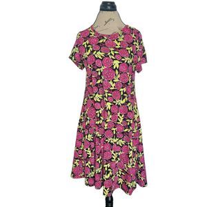 LuLaRoe Dress Women's Floral Print Size XS Jessie Pockets Hearts Pullover Shift